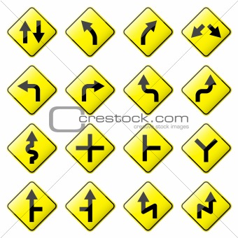Road Sign Glossy Vector (Set 1 of 8)