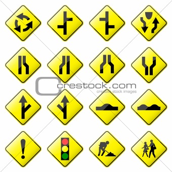 Road Sign Glossy Vector (Set 2 of 8)