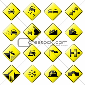Road Sign Glossy Vector (Set 3 of 8)