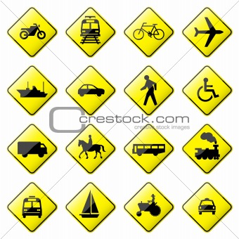Road Sign Glossy Vector (Set 4 of 8)