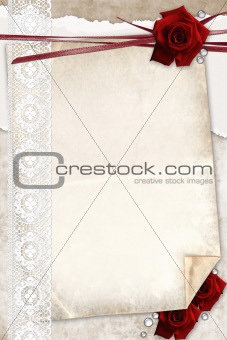 Romantic vintage background with red roses