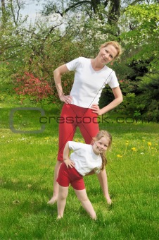 Mother and daughter - training