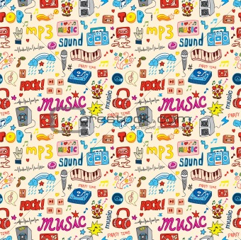 cute music icon seamless pattern
