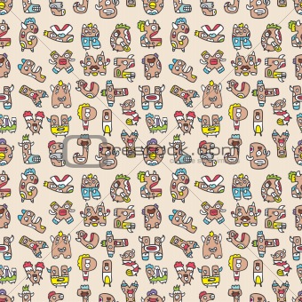 monster letters seamless pattern