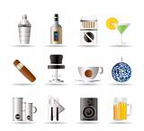Night club, bar and drink icons