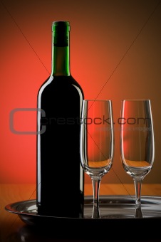 Wine against colour gradient background