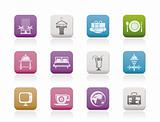 Hotel, motel and holidays icons