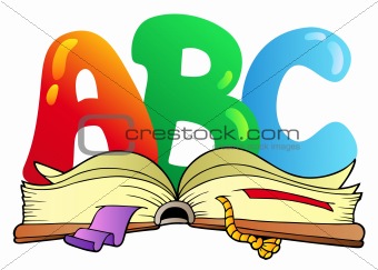 Cartoon ABC letters with open book