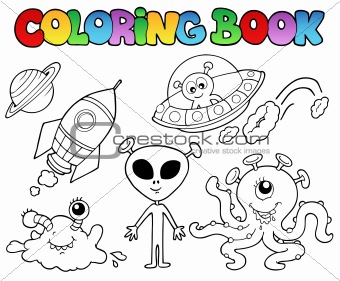 Coloring book with aliens