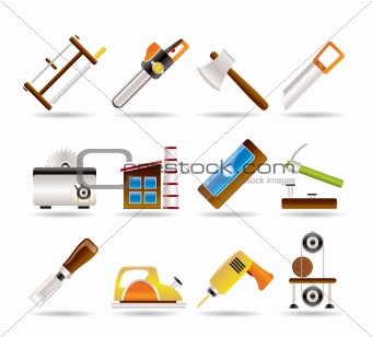 Woodworking industry and Woodworking tools icons