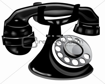 Old Fashioned Black Telephone.  Vector EPS10