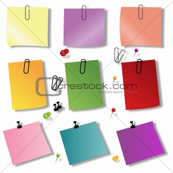 colorful papers with pin