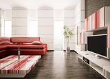 Modern living room interior 3d render