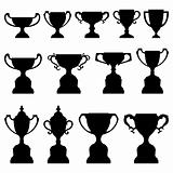 Trophy Cup Silhouette Black Set