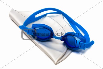 Glasses and cap for swimming