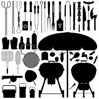 BBQ Barbecue Set Silhouette Vector