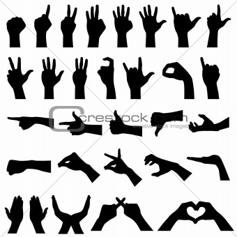 Hand Sign Gesture Silhouettes