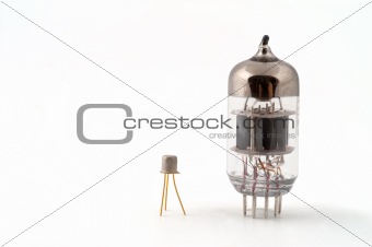 Transistor next to a vacuum tube