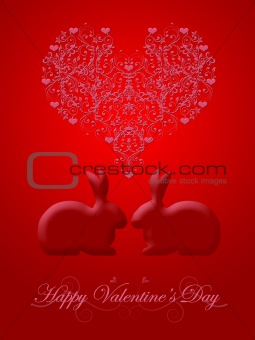 Happy Valentines Day Honeysuckle Red Bunny Rabbit