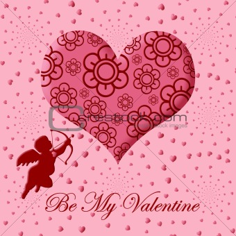 Valentine's Day Cupid with Bow and Arrow Pink Heart