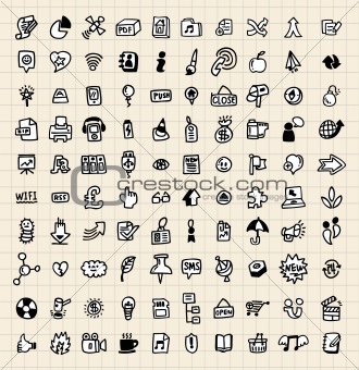 100 hand draw web icon