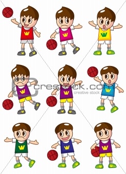 Cartoon Basketball Team