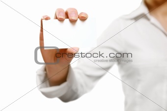 Blank business card in a hand