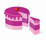 Vector sliced pink cake 