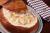 Cabbage soup in a bread bowl