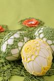 Yellow and green crochet Easter eggs