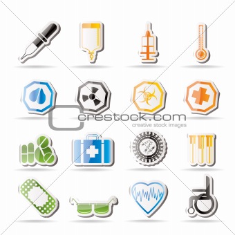 Simple medical themed icons and warning-signs