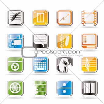 Simple Business, Office and Mobile phone icons