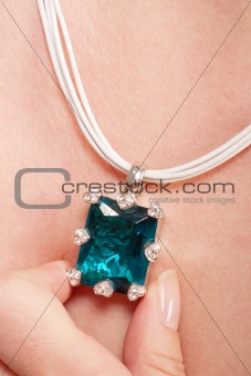 Necklace with blue gem