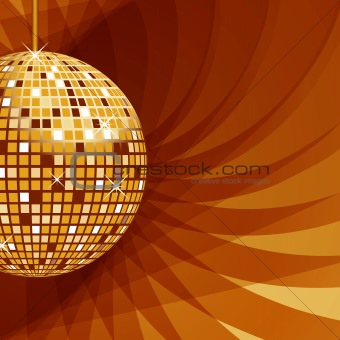 Disco ball gold on abstract background