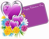 Valentine purple hearts and flowers