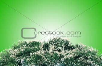 Christmas branch over green background