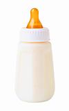 Baby bottle with milk isolated on white background