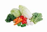 Closeup of fresh vegetables isolated on white background