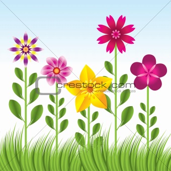 abstract flower background with grass