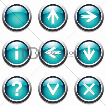 Turquoise buttons with signs.