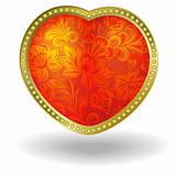 red heart with red floral ornament 