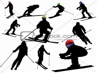 Skiing silhouettes