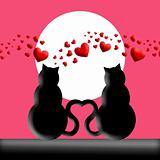 Happy Valentines Day Cats in Love Silhouette