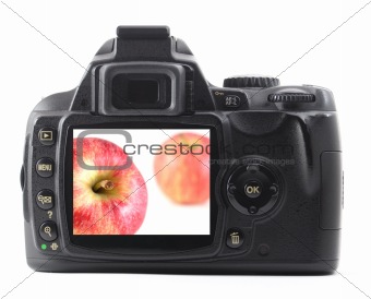 apple fruit in digital camera