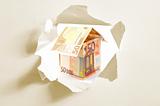 euro money house and paper hole