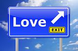 blue road sign with word love