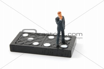 business man on domino isolated