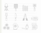 picnic, barbecue and grill icons