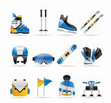 ski and snowboard equipment icons