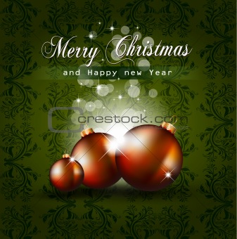 Colorful Vintage Christmas Baubles Background 